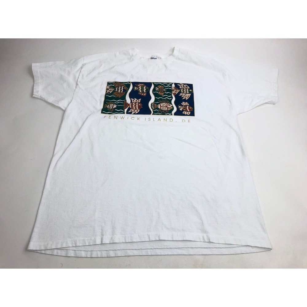 Vintage 90s Fenwick Island Shirt 2XL Single Stitch White